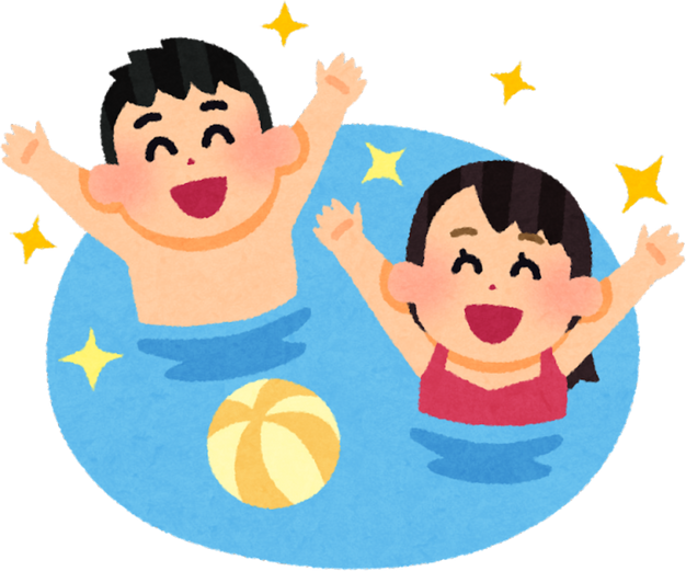 Illustration of Joyful Children Playing in a Pool